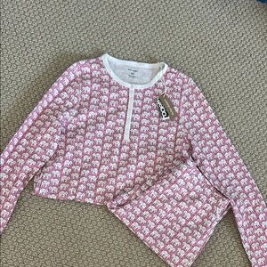 Roller Rabbit Pink and White Elephant Kids Pajama Set